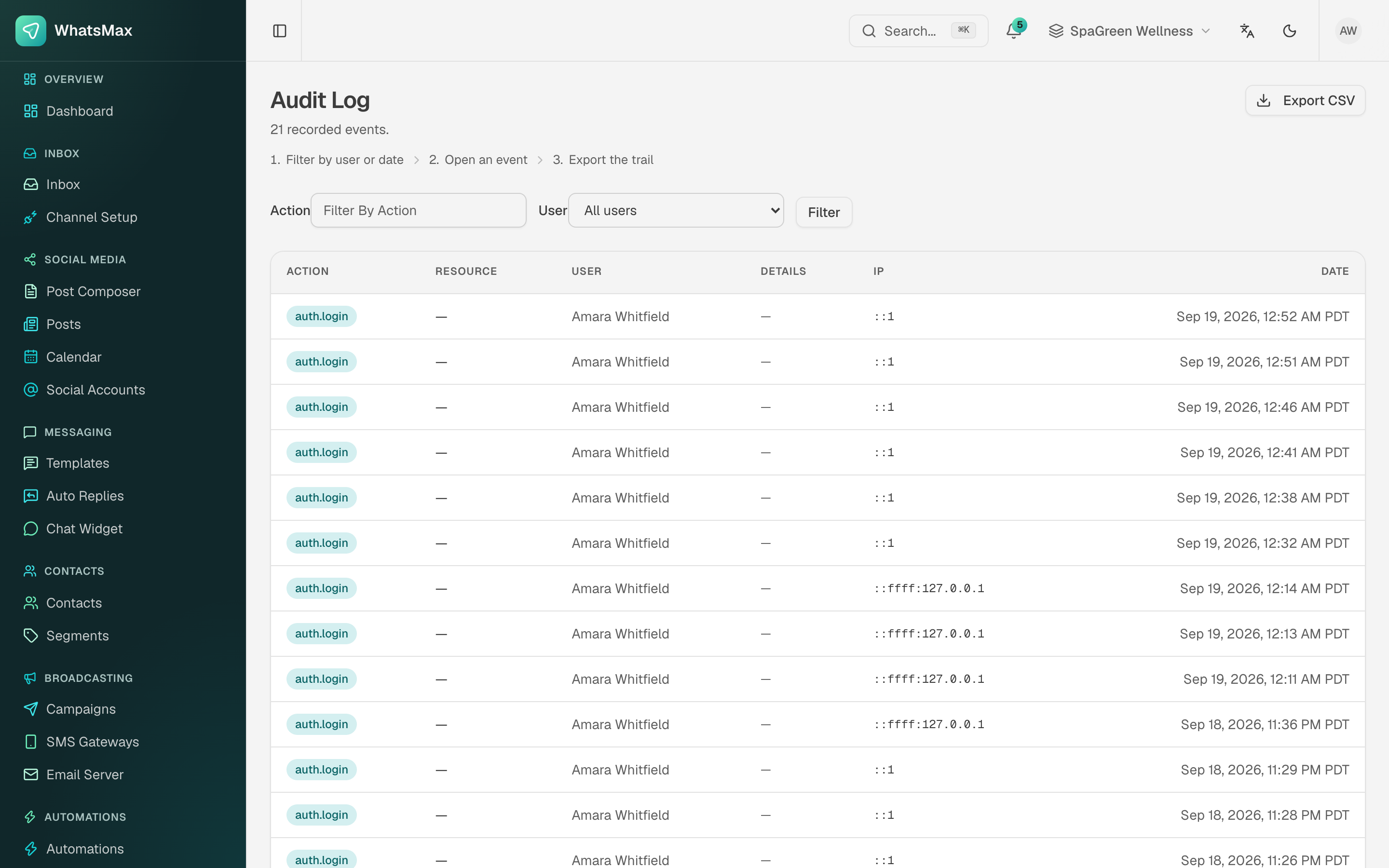 Audit log