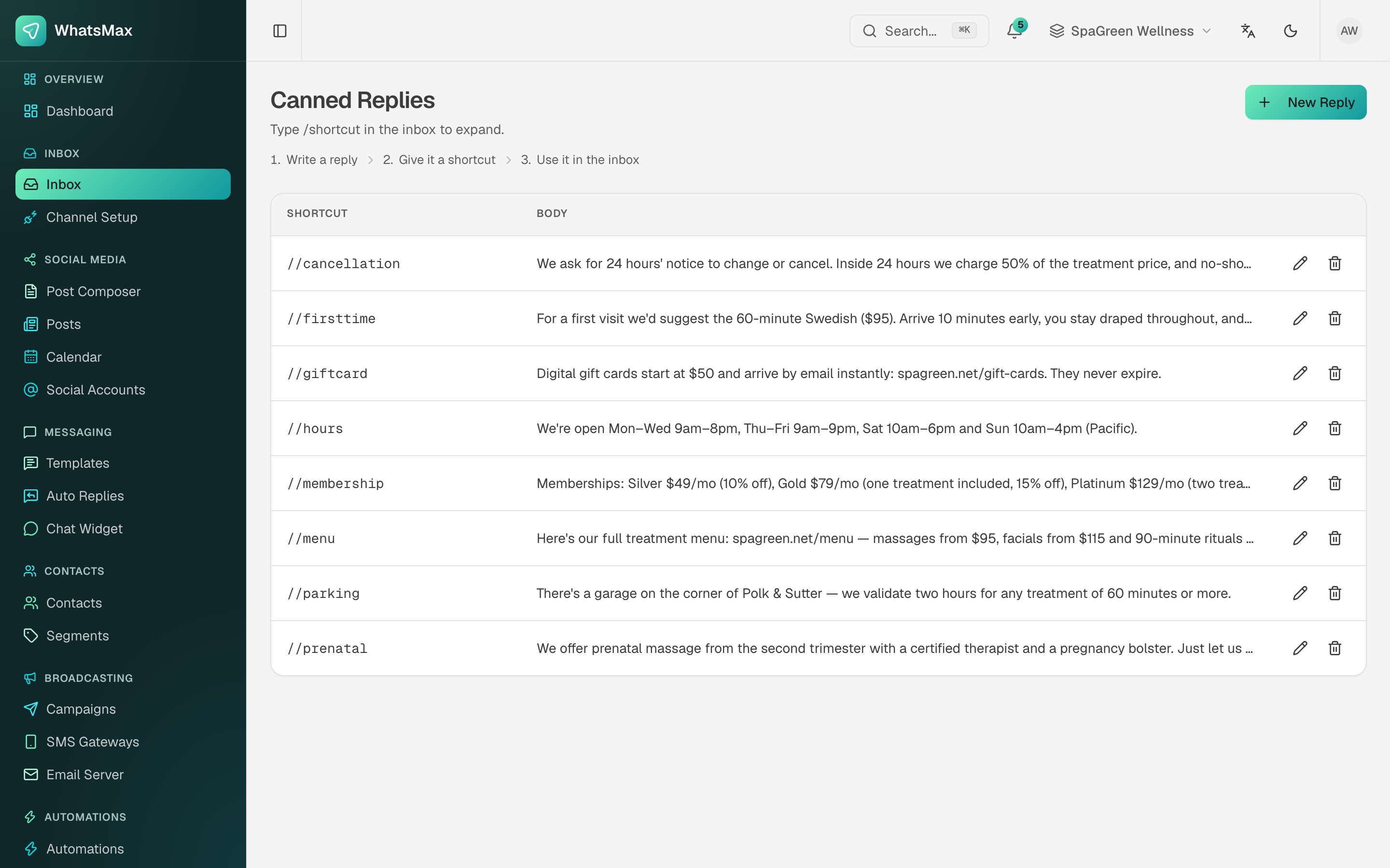 Canned replies
