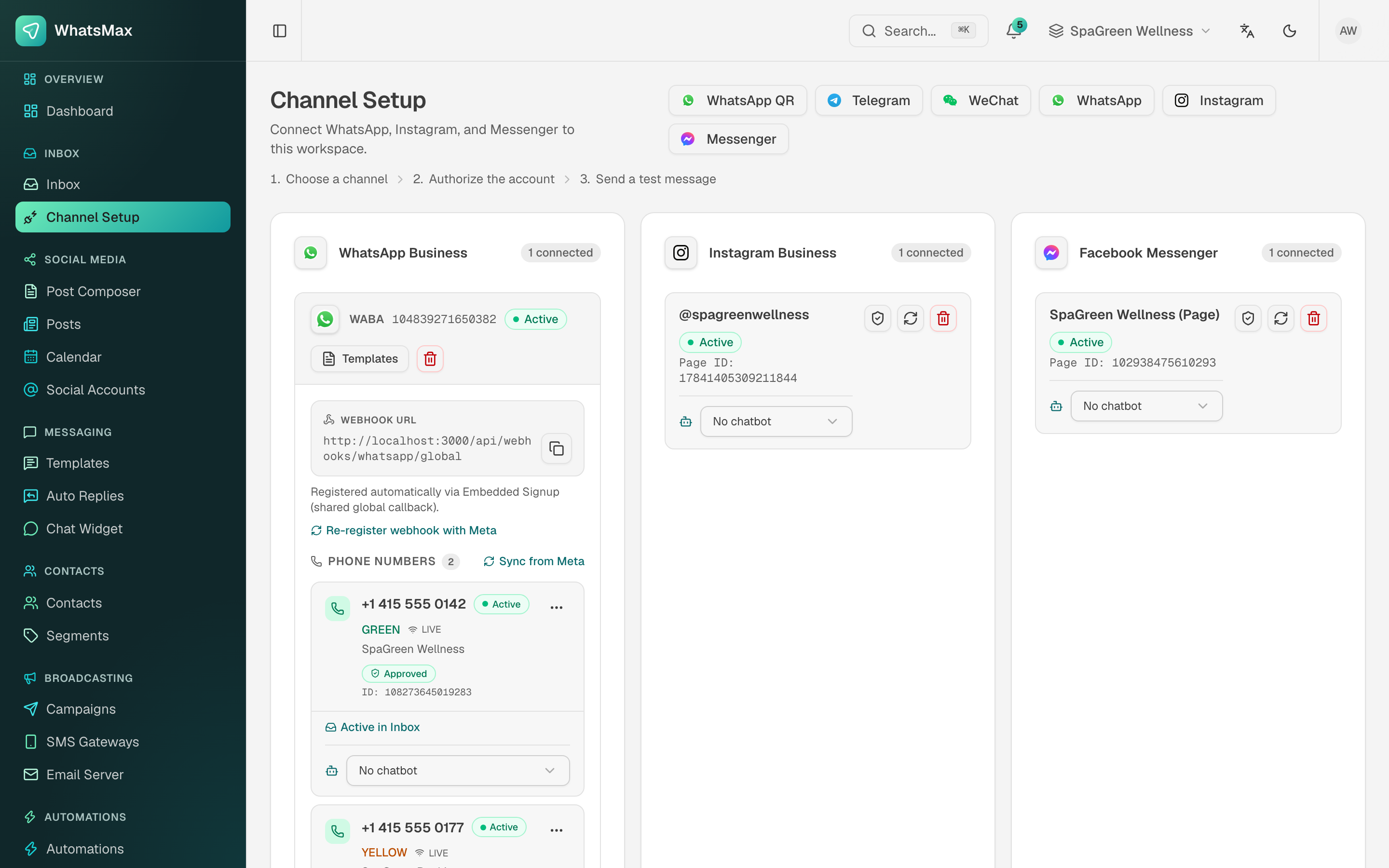 Channel setup