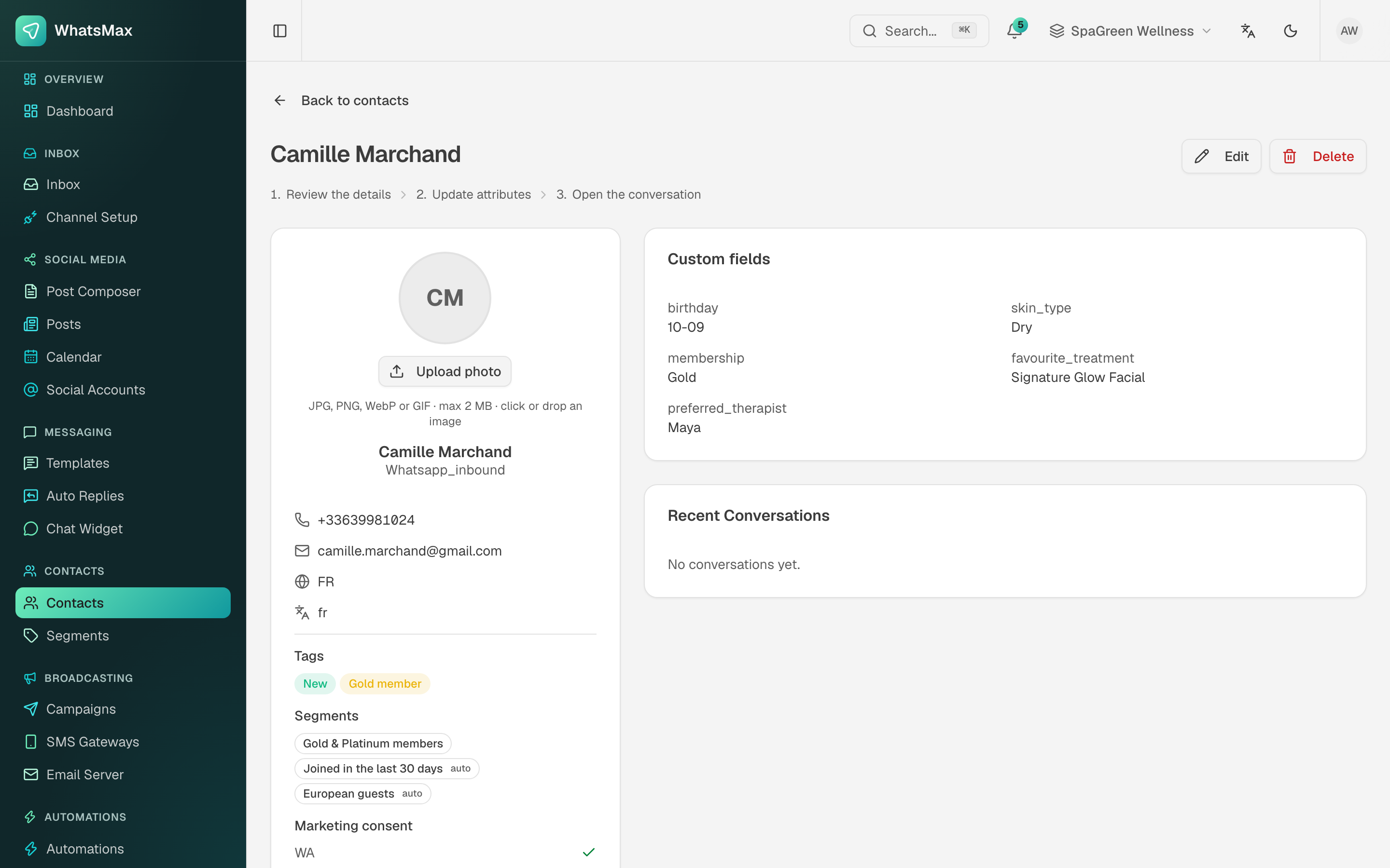 Contact profile