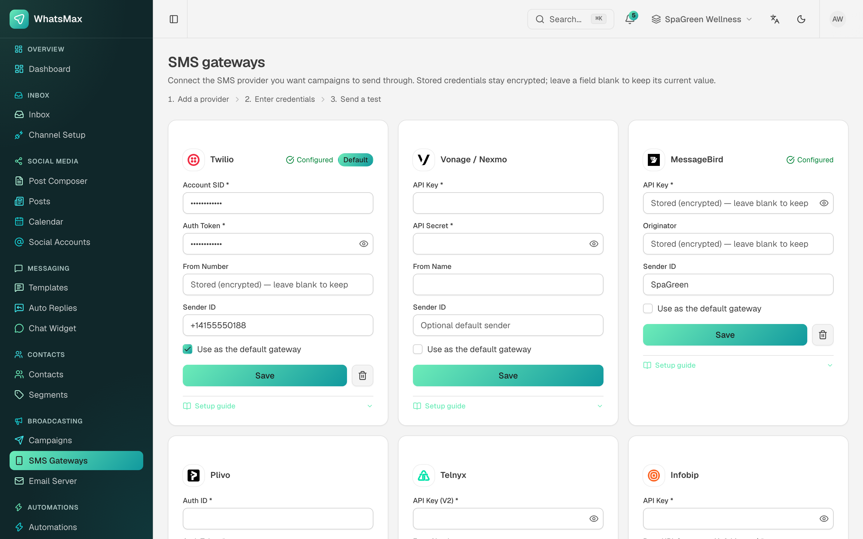 SMS gateways